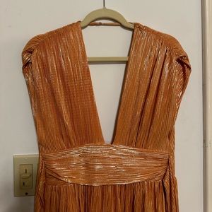 Ophelia Plissé Lurex Midi Dress